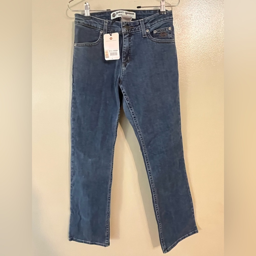 Harley-Davidson Classic Blue Denim Jeans Bootcut Cotton Blend Size 2 NWT